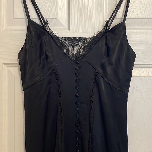NWT By Anthropologie Lace Button-Front Slip Dress Size 4 Black - Picture 5 of 6